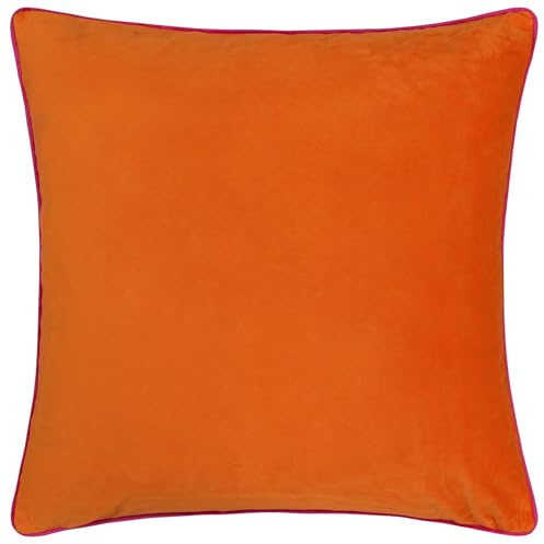 furn. Meridian Polyester Filled Cushion (Clementine/Hot Pink - 45 x 45cm) | Soft velvet cushion with contrast piping and polyester filling. 45 x 45cm. Ready to style.