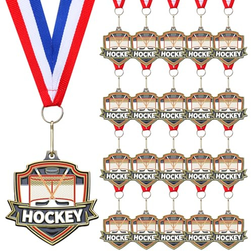 Trnayi 20 Stück 10/20/30/40 Stück Auszeichnungsmedaillen mit Halsbändern, 6,1 cm Gewinner Award Trophäe Preis Geschenk für Sport-Motto-Party, Gastgeschenke, Turniere, Schulspiel (Hockey)