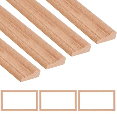 AHANDMAKER 12 piezas molduras de madera para pared, moldura decorativa de madera 3D de 15,75 pulgadas, moldura de ribete de madera para sala de estar, dormitorio, pared, mesa, armario, decoración del