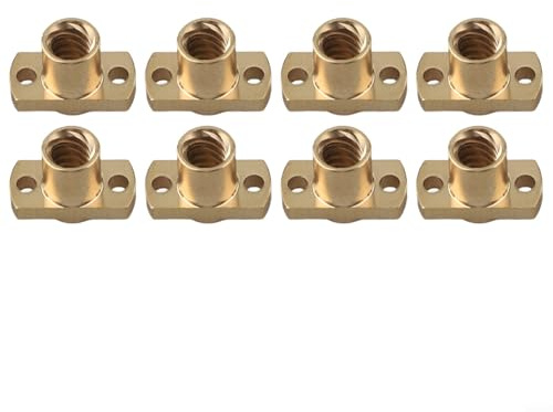 Filteilect Brass Nut 8mm for, Screw Brass Nut Compatible with 3/For CR-10 Series, 2mm Pitch 4 Starts, 8 pcs Pack, Precise Linear Actuator Replacement for