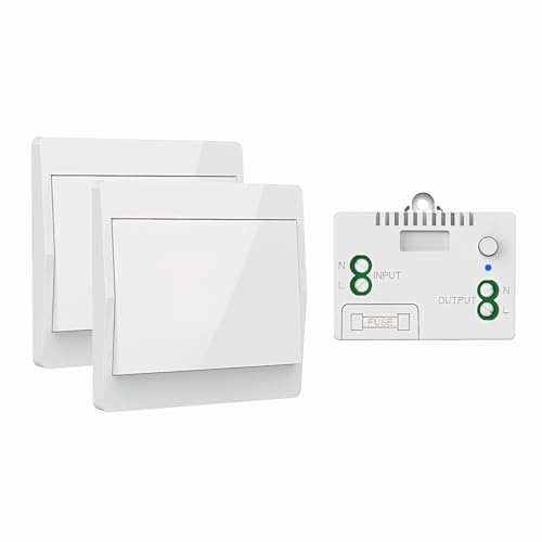 Mengshen Kabelloser Schalter Selbstversorgend Keine Verkabelung Kein WLAN Wasserdichte Fernbedienung Lichtschalter Geeignet für Badezimmer Küchen Flure Treppen