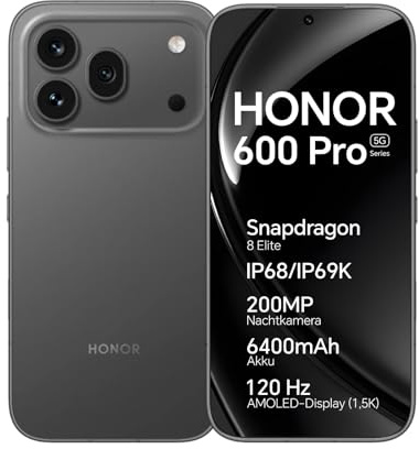 HONOR 600 Pro 5G Smartphone Cellulare, 12+512GB, 6,57 120Hz AMOLED, Fotocamera Tripla 200MP, Batteria 6400mAh, Ricarica Rapida 80W, IP68/IP69K, Snapdragon 8 Elite