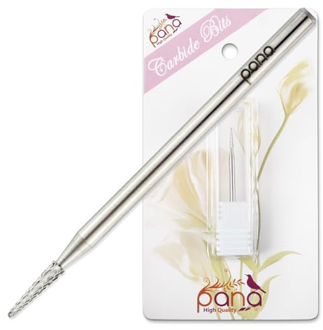 Pana® 3/32 Sharp Point Bit Safety Nail Carbide Bit - Silver Color (Grit: Medium - M) for Electric Dremel Drill Machine