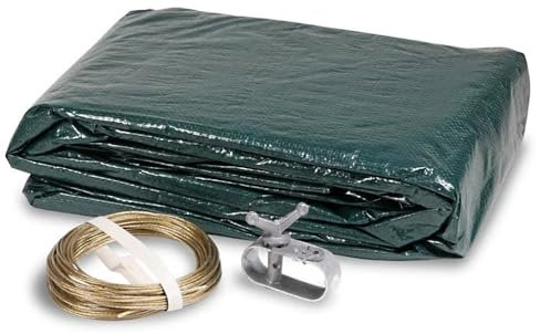 Poolabdeckung rund (Für Ø 350-360 cm Stahlwandpools) - Sommer & Winter Abdeckplane - Poolplanenmaß Ø 420 cm - Materialdichte 90g/m² - Pool UV- und Algenschutz - Inkl. Stahlseil und Spannschloss