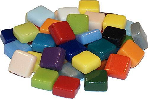Unbekannt Fantasy Glas Mosaiksteine 10 x 10 mm - Mix Inhalt 200 g, Farbe Bunt Mix