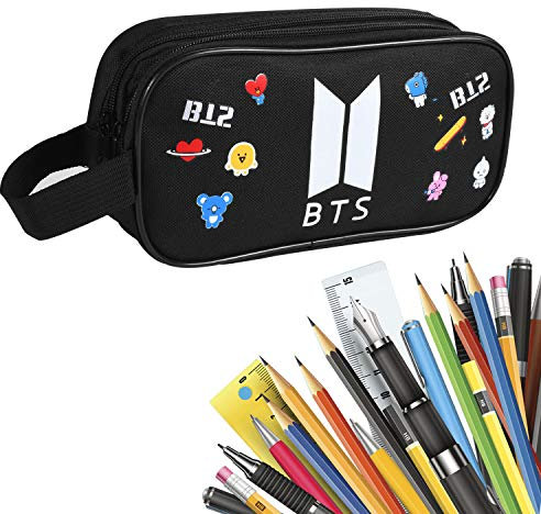 Funmo BTS Federmäppchen,BTS Pencil Bag,Federmäppchen mit großer Kapazität Federmäppchen Pencil Bag Pouch Schreibtisch-Organizer mit Mehreren Fächern für Jungen,Mädchen,Studenten und Bürobedarf