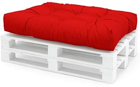 Spatium Palettenkissen Set abnehmbar Bezug wasserdicht gesteppt Palettenauflage Palettenpolster Palettensofa Palettenmöbel Rot Sitzkissen 120x80x15