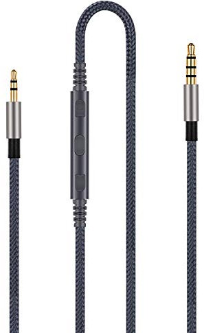 Audiokabel-Ersatz – kompatibel mit JBL Synchros S300 S300I S300a S500 S700 S400BT J56BT E40BT E30 E40 E50BT Kopfhörer, kompatibel mit iPhone, mit eingebautem Mikrofon Fernbedienung Lautstärkeregler