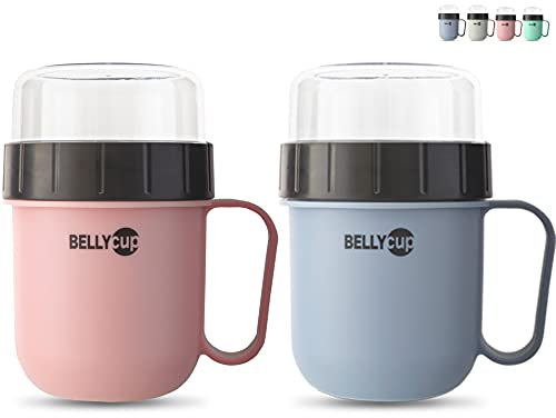 fenchi's AUSTRIA 2er Set Müslibecher to go Kinder - auslaufsicherer Joghurtbecher mit Deckel & Henkel 750 ml (520 + 230 ml) BPA-frei - original Bellycup Müslibehälter