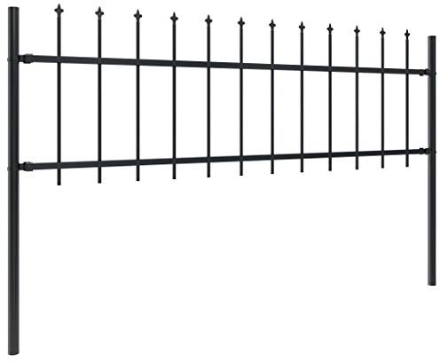 Tidyard Maschendrahtzaun Gartenzaun Zaun Zaun-Sets Komplettset Mit dekorativen Speerspitzen,Doppelflügel Doppelstabmattenzaun Zaunmatten Trennwand Mit 1 x Zaunelement und 2 x Pfosten,Schwarz