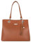 David Jones - Damen Schultertasche Weiche PU Leder - Frauen Große Tote Shopper Bag Lange Henkel - Handtasche Henkeltasche Tragetasche Elegante Arbeit City Alltags Shopping Reise Mode - Cognac Braun