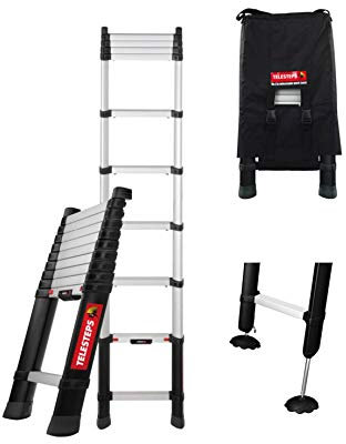 TELESTEPS Teleskopleiter [3m | inkl. höhenverstellbarer Füße & Tragetasche] Schiebeleiter - Leiter ausziehbar - platzsparende Teleskop Klappleiter - ausziehbare Leiter - Ausziehleiter
