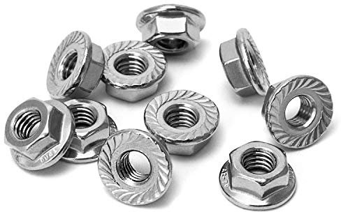 QWORK M6 Flanschmuttern mit Sperrverzahnung, 304 Edelstahl, 50 Stück