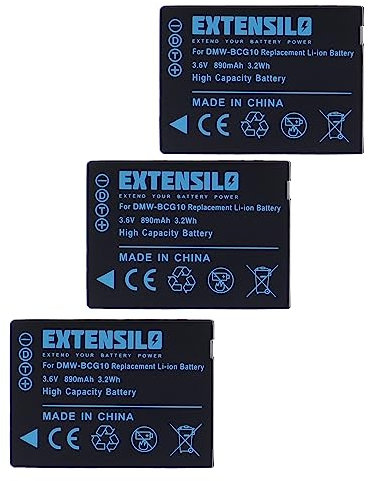 EXTENSILO 3X Batterie Compatible avec Panasonic Lumix DMC-TZ7, DMC-TZ6, DMC-TZ31, DMC-TZ36, DMC-TZ8, DMC-TZ30 Appareil Photo (890mAh, 3,6V, Li-ION)