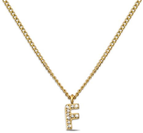 GD GOOD.designs Kette Buchstabe F Gold für Damen I 18K vergoldete Halskette mit Zirkonia Initialien I Goldene 316L Edelstahl Buchstabenkette (Buchstabe F) - Valentinstag-Geschenk für Sie und Ihn