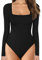 KOEMCY Body Damen Langarm, Bodysuit Oberteil Body Sexy Damenbody Schmal Bodysuits Tops Unterziehbody Elegant Langarmbody für Frauen Langarm (Schwarz, M)
