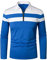 HOOD CREW Mens Casual Long Sleeve Polo Shirts Contrast Color Patchwork Cotton Tee Tops Blue
