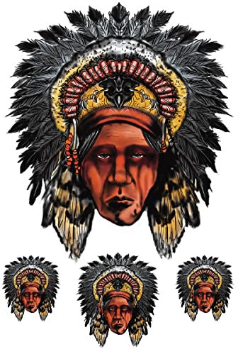 Temporäre tattoos Indianer - 1 Blatt von Fake tattoos | Indianer Tätowierung | Arm, Schulter, Hals, Knöchel, Oberschenkel, Bein | Farbige | Indianer Klebetattoos, Herren, Damen - TATTOO YOUR STYLE