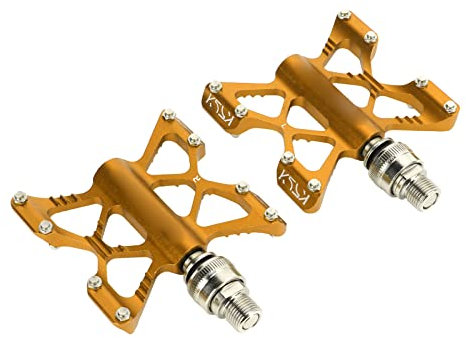 Fahrrad-Schnellspanner, 1 Paar LP K5 Fahrradlagerpedale aus Aluminiumlegierung für Rennrad-Falträder (Gold (verpackt))