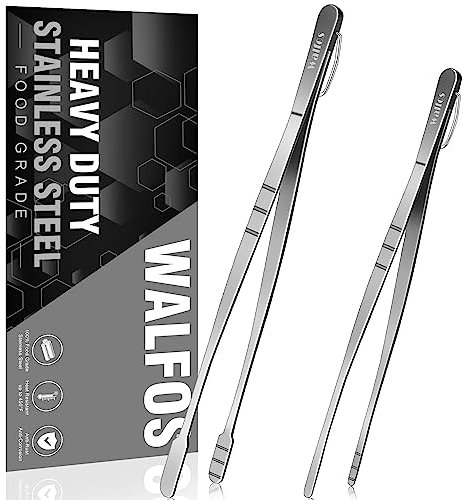 Grillzangen Kochpinzette Edelstahl Walfos®, 2 Stück (Edelstahl 25+30cm) Pinzette Küche, Küchenpinzette, Grillpinzette, Fleischzange, Perfekt für Kochpinzette, Familienfeiern, kulinarische Profis.