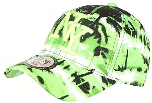 Hip Hop Honour Casquette Enfant Verte et Blanche Print Palmiers NY Baseball Sunrise 7 a 12 Ans - Taille Unique - Vert