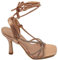 Sandalo Donna Gioiello Open Toe Oro Rosa Intrecciato Tacco a Spillo 10 Strass Luccicanti Cerimonia Lacci alla Caviglia (40 EU)