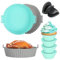 ALTcompluser Silikonform für Heißluftfritteuse, 8 Stück Airfryer Silikonform Set, 20cm Airfryer Silikon Pot Liners, Runde Zubehör Heißluftfritteus mit Handschuhen, Muffinformen, Topflappen Silikon