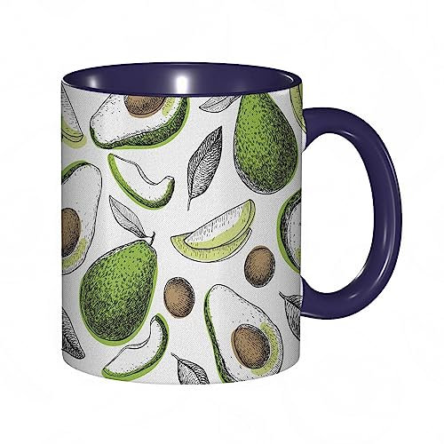 Tasse Keramik Gemüse Bio-Avocado-Blätter Detox Antioxidans Lebensstil Jung bleiben.Lindgrün Kaffeetassen Große 330ml Mit Henkel 100% Handbemalt Trinkgläser Mit Griff Personalisierte Geschenk
