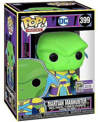 Funko Pop Asia SDCC Stickered Martian Manhunter Black Light Exclusive