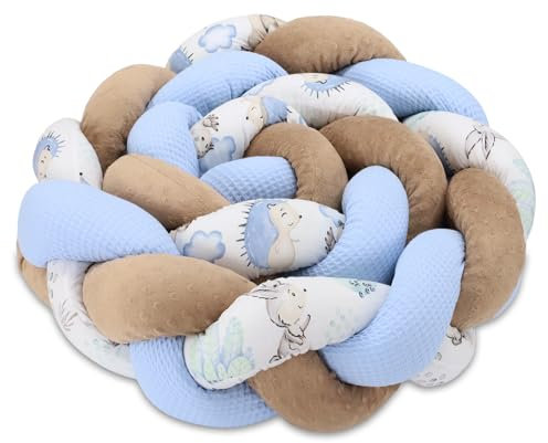 Totsy Baby Kuschelkissen Kinder Kissen Deko 150 cm - flauschig Dekokissen Kinderzimmer Kinderkissen Zierkissen geflochten Baumwolle Minky Igel Blau
