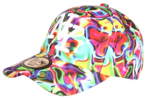 NY Cap Neon Gelb und Rot Fashion NY Baseball PsyCircus – Unisex, rot, Einheitsgröße