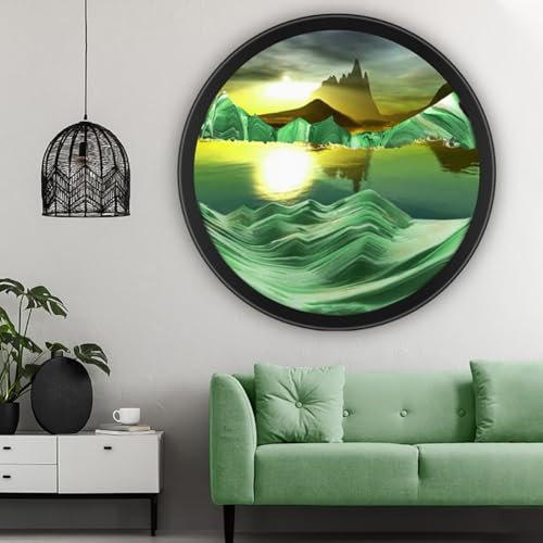 360° Rotating Sand Art Liquid Motion - Wall Mounted Dynamic Sand Picture, Round Glass 3D Deep Sea Sandscape - Relaxing Home Office Work Room Decor (Color: A)