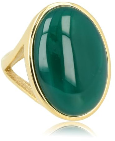 My Bendel Goldring mit grünem Achat als Schmuckstein- Statement-Ring für Damen mit echtem Edelstein – zum Strahlen – ein echter Hingucker – erhältlich in Silber und Gold und verschiedenen Edelsteinen