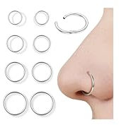 Diamday 8stk Nasenpiercing Ring 16G/18G 316L Chirurgenstahl Septum Ring Nasenring Hoop Helix Conch Tragus Daith Ohr Piercing Gold Silber Schwarz Clicker Knorpelohrring Lippenring 6mm/8mm/10mm/12mm