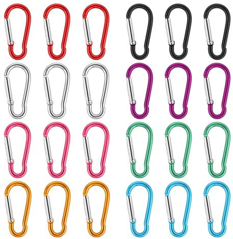 24PCS Carabiner Clips Snap Hooks, Aluminum Small Carabiner Keychain Clips for Keys, Karabiner Keyring for Backpack Dog Leash Fishing Camping Awning (Not for Climbing) Multicolor