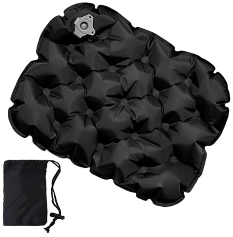 TNSLAND Aufblasbarer Sitz, schwarz, Campingmatte, wasserdicht, Luftkissen für Wandern, Reisen, Angeln, Boot oder Konzert, Strand, Rasen, Haus