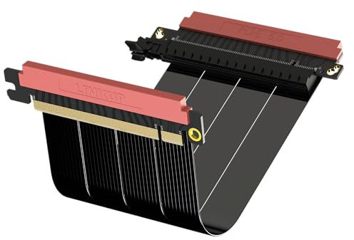 LINKUP - AVA5 PCIE 5.0 Riser Cable | RTX5090 RX9070 GPU Ready | x16 128GB/s Speed | Compatible with PCIe 4.0 | Designed for ITX | Double Reverse, Black 22cm (Total Length 24cm)