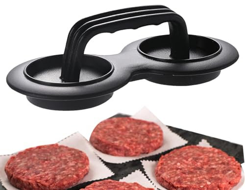 Holdes Hamburguesa Hamburguesa, Molde de Hamburguesa | Prensa de Hamburguesa rellenada con Diseño de Doble Agujero | Moldes de Anillos de Carne antiadherentes, para Hornear Hamburguesas Vegetarianas