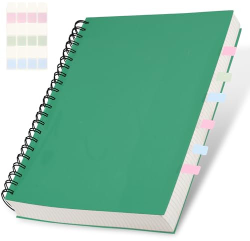 Deepton Notizbuch A4 Kariert, Notizblock A4, Notizbuch Kariert Hardcover, 100gsm mit 300 Seiten/150 Blatt, Chequered Notebook, Spiralgebundene Notizbücher zum Tagebuch, Grün