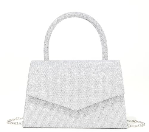 KBRPEY Clutch Abendtasche für Damen Glitzer Handtasche mit Abnehmbarer Kette Klein Clutches Handtasche Geldbörse Handtaschen für Hochzeit Party Cocktail Abschlussball Bankett Urlaub