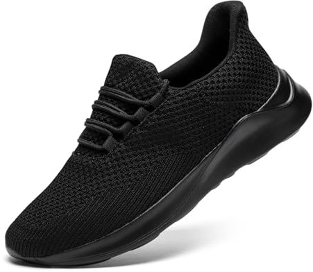 VGPSFN Mens Trainers Running Walking Shoes Tennis Sport Gym Sneakers Casual Comfortable Lightweight Non-Slip Breathable Fashion Workout Shoes Black Size 9