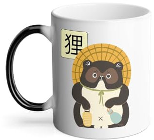 Mug Thermo-réactif Tasse Magique - Tanuki Raton-laveur Japon Asie Culture Illustration Kawai - 325 ml