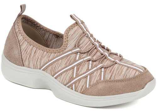 Extra-Wide Bungee Lace Trainers - Taupe Multi Size 4