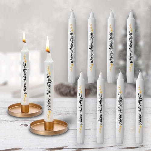 Verschiedene Weihnachten Set Kerze Stabkerzen fertig bedruckt kein Kerzentattoo Wasserschiebefolie oder Tattoofolie Kerzen für Kerzentattoos (schöne Adventszeit Gold, 4er Set)