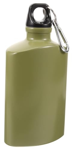 BELLIFFY Gourde Plate 500ml en Alliage D’aluminium pour Camping | Mousqueton, Format Portable 1 Pièce, Vert Clair, Résistante à L’usure pour Outdoor et Voyage