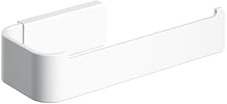 COSMIC Nea Toilet Paper Holder Without Lid for Bathroom with Rectangular Design. Installation with Screws or Adhesive. Matte White Metal Toilet Paper Holder.