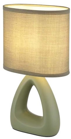 GLOBO Tischleuchte Tischlampe Keramik Nachttischleuchte Textil grün Leselampe 1 flammig, 1x E14 Fassung, LxBxH 17x10x30 cm