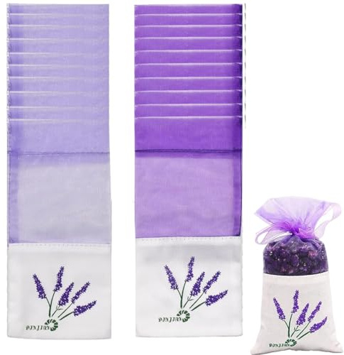 WUSJCOF 20 Sacchetti di Lavanda Vuoti Viola, Bustine di Organza, Sacchetto con Cordoncino, Profumati per Armadio, Sacchetti Organza per Spezie Erbe
