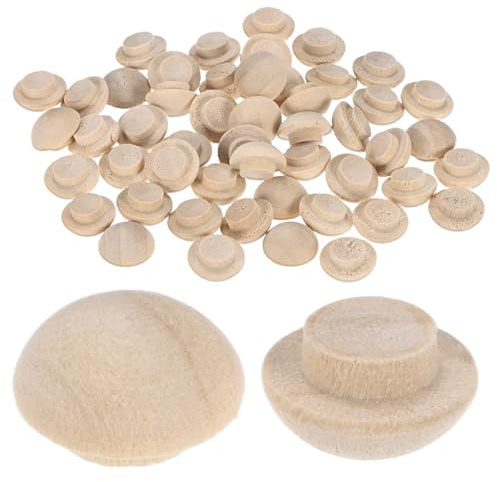 M METERXITY 50-Pack Wood Plugs for Screw Holes, 13 x 8mm Beech Button Wood Top Plugs for Furniture/Stair/Chair/Craft, Flat Head Decorative Wooden Cover