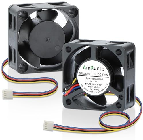 AmRunJe 40mm x20mm PWM 4Pin Computer Fan 12v Brushless Dual Ball Bearing DC Cooling Fan for 3D Printer,Xbox,CPU,1u Server,Net Equipment,2pcs